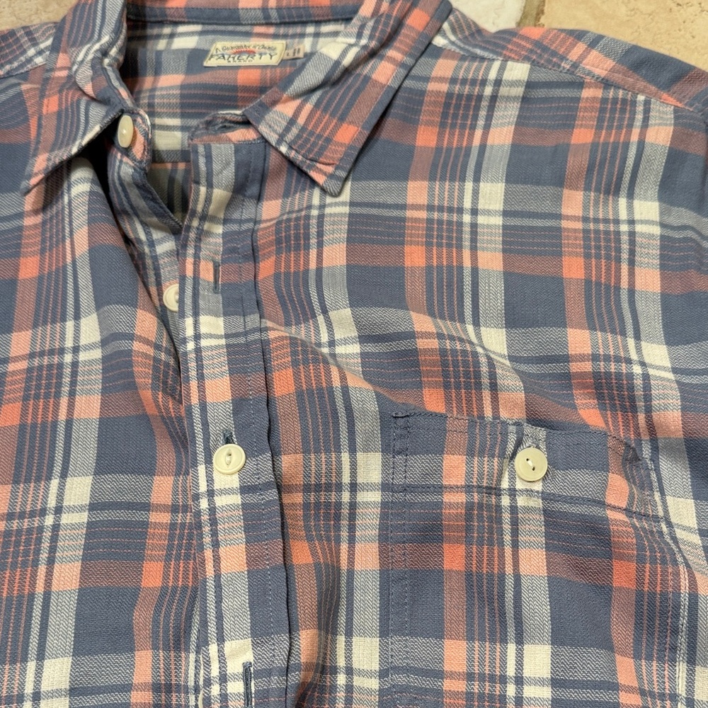 Faherty Coral and Gray Plaid Shirt - Picture 12 of 13